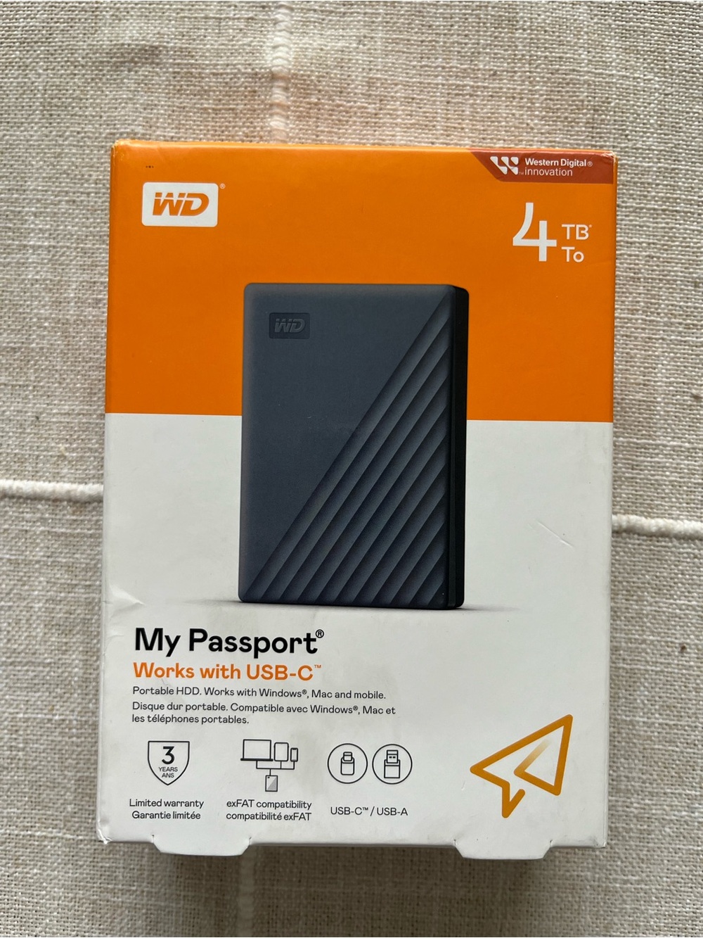 NWT WD My Passport 4TB Portable External Hard Drive – Black